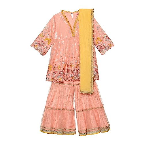 BIBA Girl's Cotton Printed Kid (Kw5537_Fuchsia_3, Salwar Suit Set)