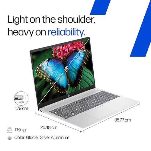 HP Omnibook 5, AMD Ryzen AI 5 340 (16GB LPDDR5x, 1TB SSD), 2k (1920 x 1200), Touch, Anti-Glare, 16''/40.6cm, Win11, M365* Office24, Silver, 1.79kg, ag1045au, FHD Camera, Backlit Laptop