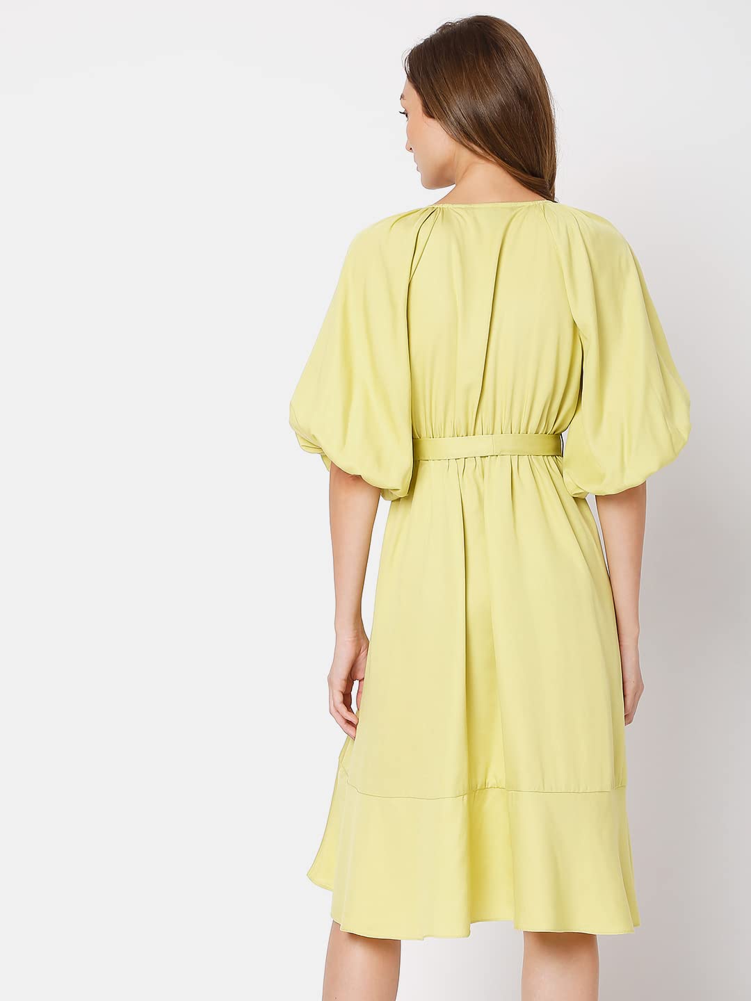 Vero Moda Women's Rayon A-Line Knee-Length Dress (118273202- Celery_M) Green