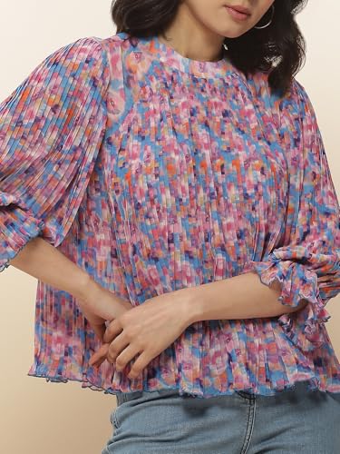 Label RITU KUMAR Blue Abstract Print Top
