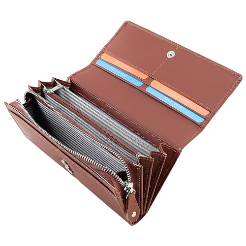 Steve Jhonson Pure Leather Wallet for Women - Women Wallet with ID Card Holder - Hand Clutches for Women - Mini Ladies Wallet with Coin Pocket (TAN)