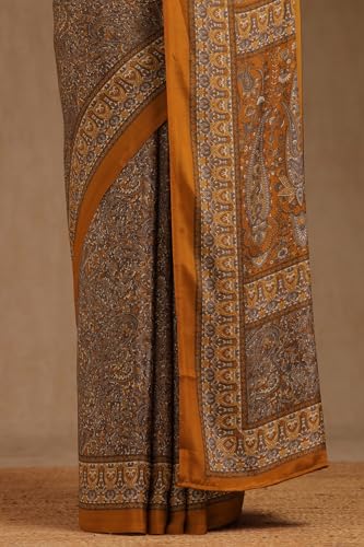 Soch Womens Mustard Crepe Ethnic Motifs Saree