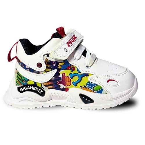 Gigahertz Kids Sports Shoes for Girls | Lightweight Sneakers with Cartoon Design | Anti-Slip Sole | Breathable & Comfortable Walking Shoes for Toddlers (BLACK RED, UK Footwear Size System, Little Kid, Age Range, Medium, 2 Years, 2.5 Years)