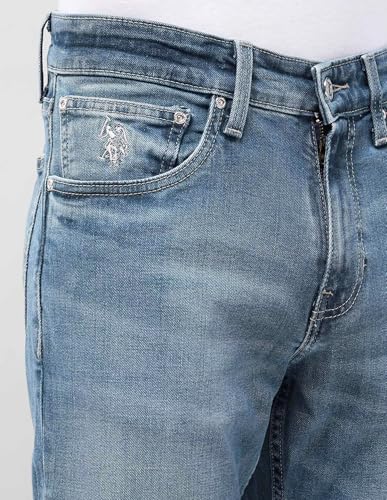 U.S. Polo Assn. Denim Co. Men's Brandon Slim Tapered Fit Blue Jeans (UDJEN1822_Med Blue_36)