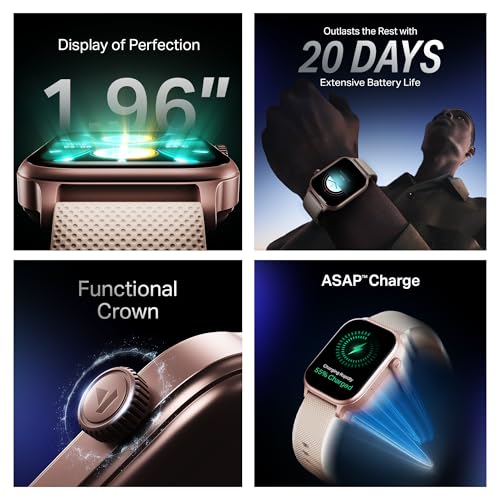 boAt Storm Infinity Plus w/20 Days Extensive Battery Life, Huge 680 mAh, Only Charge Once a Month, 1.96" Display, Functional Crown, Multiple Sports Modes, smart Watch for man & Woman (Cherry Blossom)