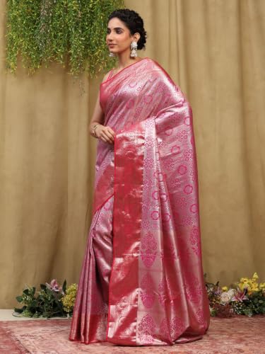 Meena Bazaar Women's Art Silk Saree | Elegant Designer Silk Saree | Soft Lightweight Traditional Ethnic Saree for Wedding, Festival, Party & Special Occasions