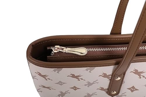 NOJTI Women’s Handbag Tote Bag Premium PU Leather Shoulder Bag with Top Handle & Detachable Strap – Stylish Large Capacity Purse for Office, Casual & Party Use (T520-Milk White)