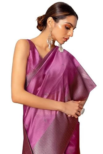 Soch Womens Purple Tussar Woven Design Saree With Tassels