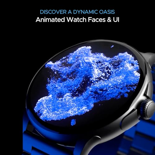 boAt Lunar Oasis w/TBT Navigation, QR Tray, Watch Face Studio, Bluetooth Calling, Emergency SOS 1.43" (3.6 cm) AMOLED Display Fitness Smart Watch for Men & Women(Steel Black)