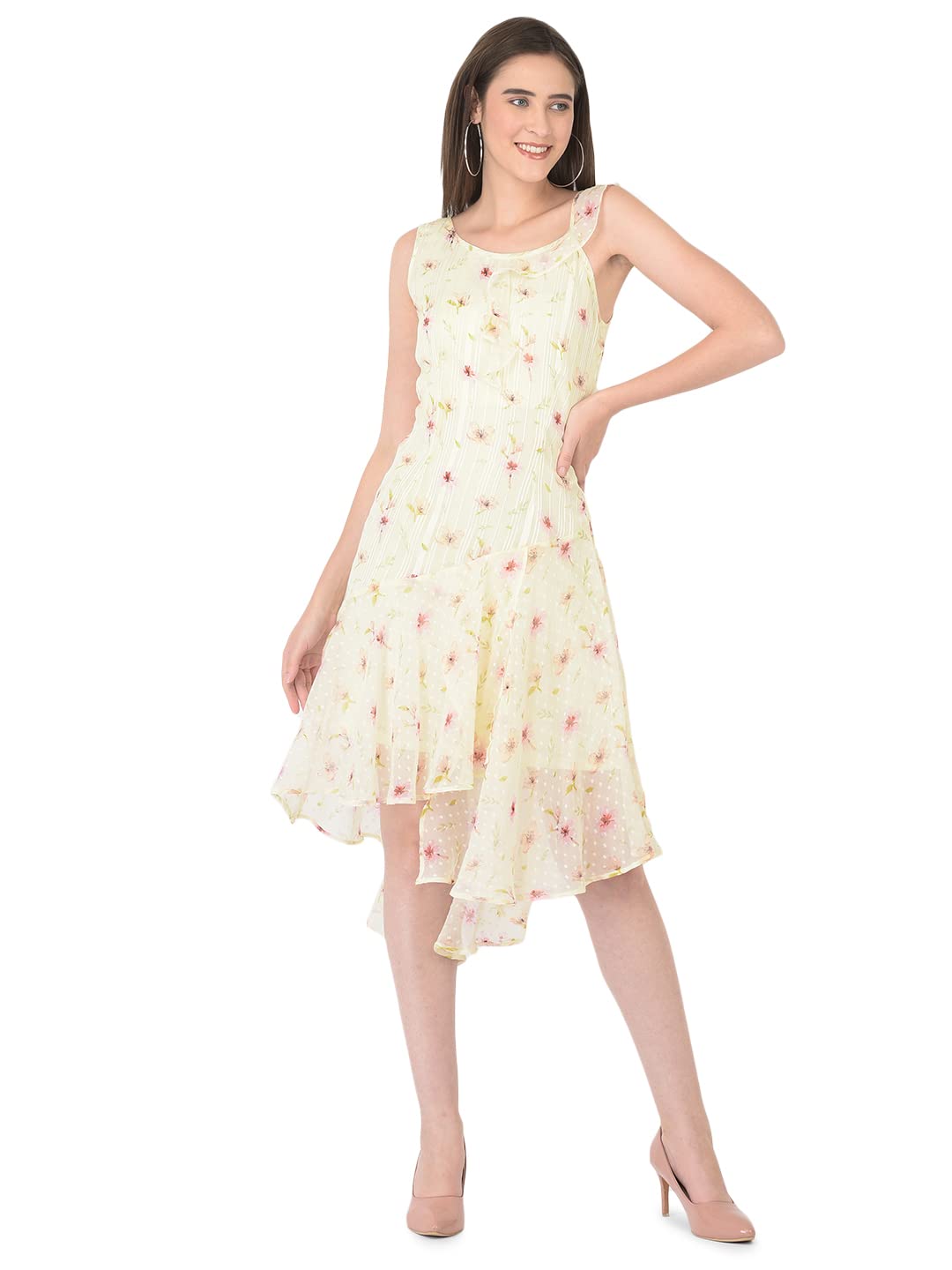 Latin Quarters® Yellow Sleeveless Printed Dress