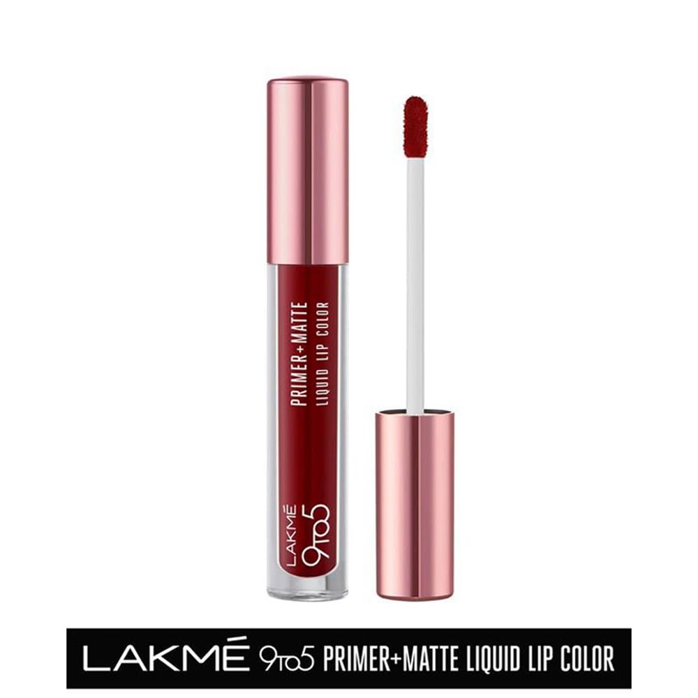 Lakme 9 to 5 Primer + Matte Liquid Lipstick - Mr4 Deep Maroon, 4.2 ml