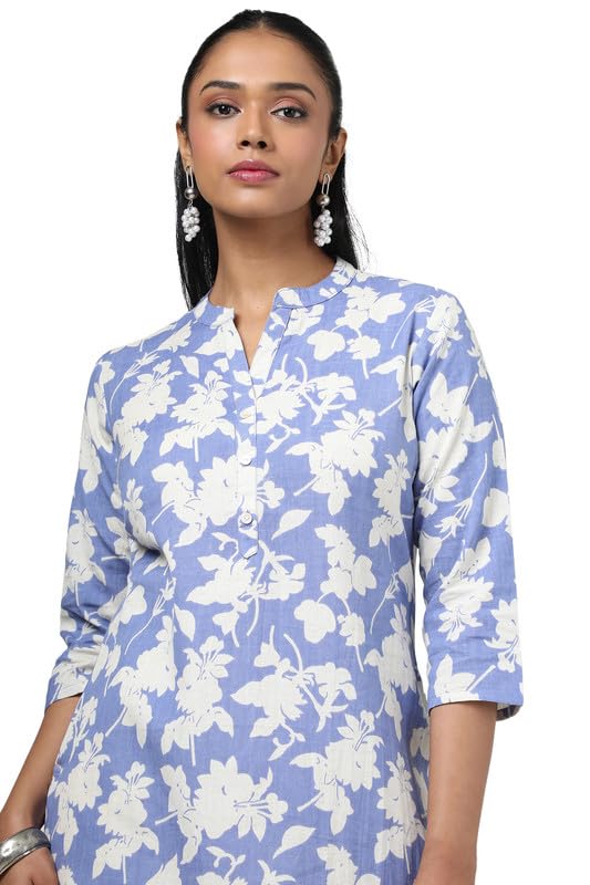 Soch Womens Indigo Cotton Flex Floral Print Tunic