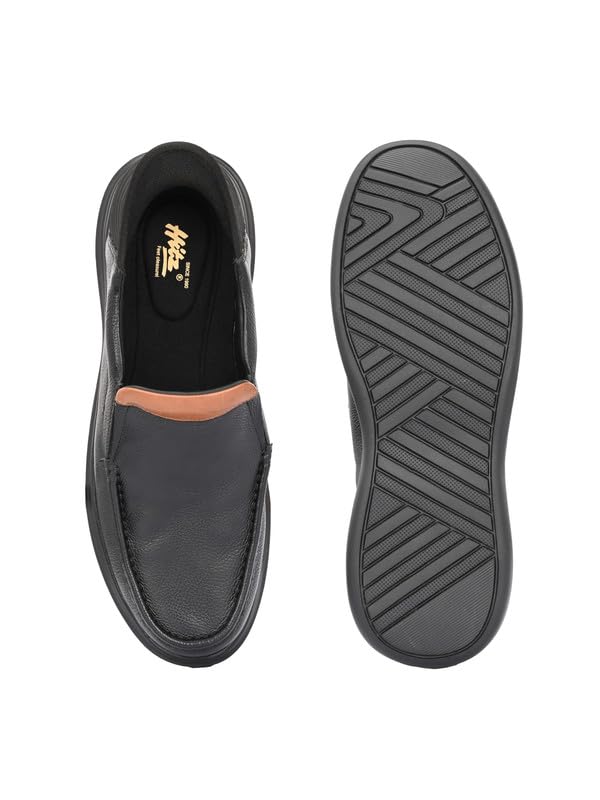 HITZ Men's Black Leather Formal Slip On Shoes - UK 6