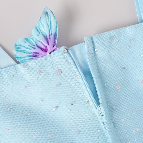 Hopscotch Girls Blue Short Sleeves 3D Butterfly Applique Party Dress for Age (4-5 Years)