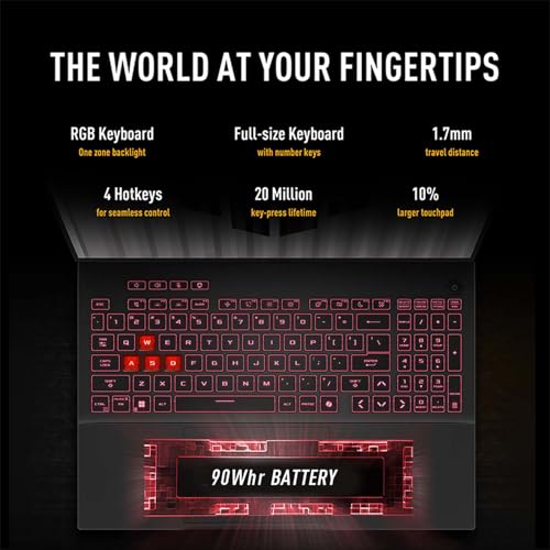 ASUS-TUF Gaming-Laptop RTX 4070 - i7-13620H - 15.6 FHD IPS Display - 32GB RAM -2TB PCIe SSD - RGB Backlit Keyboard - Windows 11 - G-SYNC - Gamer PC - Thunderbolt 4 - HDMI Cable