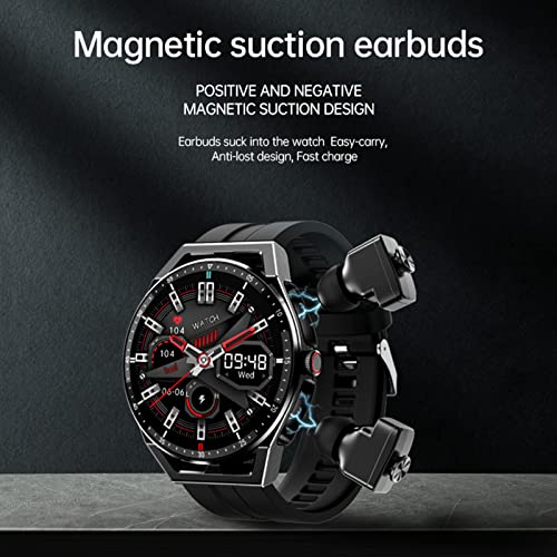 Tuanzi T20 Smart Watch with Earbuds 1.3 Inch Smartwatch Built-in Wireless Combo TWS HiFi Stereo Headset Heart Rate Monitor Fitness Tracker T20-Black