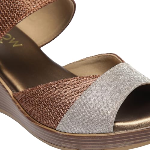 MONROW Fancy and Stylish Trendy and Lightweight Casual Regularwear Vegan Wedges For Women and Girls Bronze 5UK