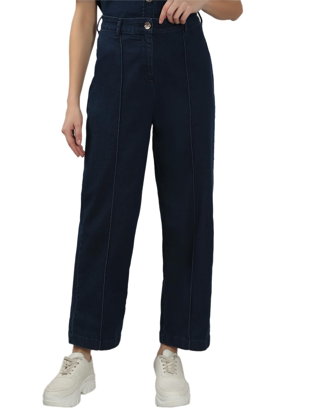 VERO MODA Women's Straight Fit High-Rise Blue Jeans