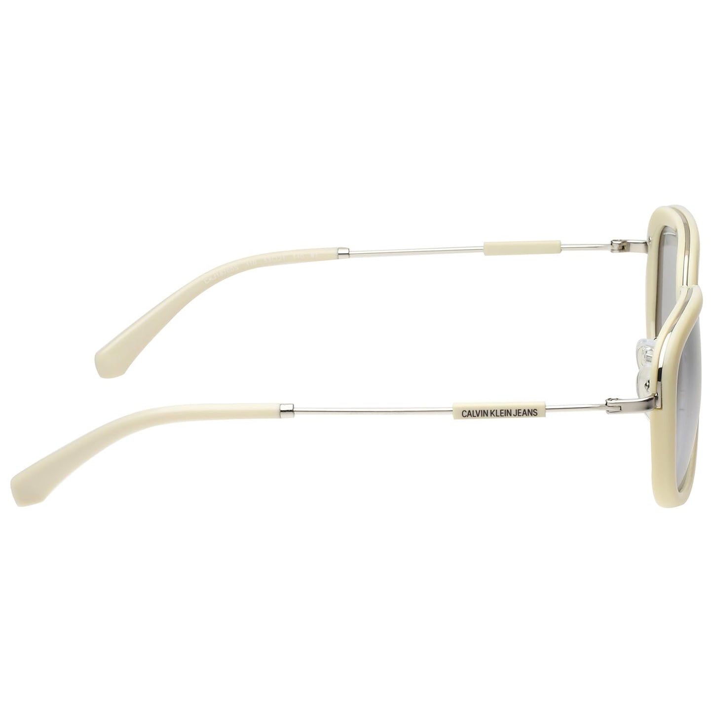 Calvin Klein Jeans|White Full Frame Oval Sunglasses|100% UV Protected (Uv 400) Silver Reflector Mirror Lens|Women's|Small|CKJ 18700 110 53 S