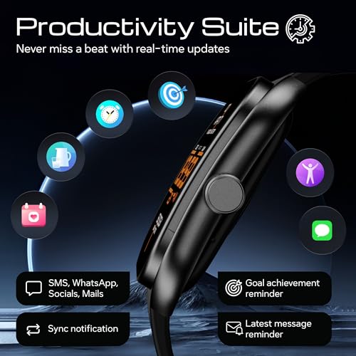GOBOULT Trail Pro Smartwatch 2.01'' 3D Curved Screen+AMOLED, BT Calling 5.3, 600 Nits Brightness, IP68, 250+ Watchfaces, 120+ Sports Modes, AI Voice Assistant, SpO2 Tracking (Black)