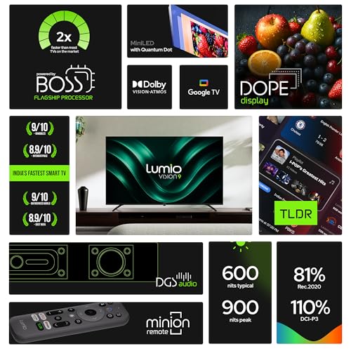 Lumio Vision 9 139cm (55 inches) 4K Ultra HD Smart QD-MiniLED Google TV EPIC1-ADSG