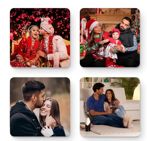 Sketchfab Personalized Photo Memory Fridge Magnets – Custom Acrylic Magnet Set of 4 (3x3 inch, 3mm Thick) – Unique Gift for Valentine, Birthday, Anniversary, Wedding, Home Décor