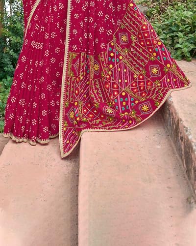 Laxmipati Pasandida Pink Chiffon Bandhani Embroidered Saree