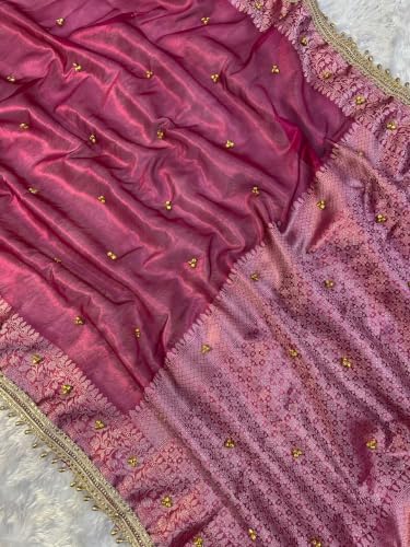 RB ZIVA Viral Banarasi Soft Tissue Silk Ghunghroo Saree With Lace Attached
