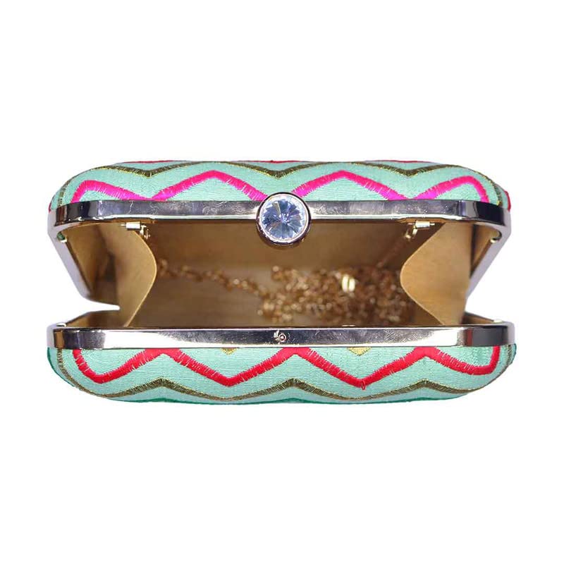 Artklim Shimmery/Multi-Colour Zig-Zac Print Clutch