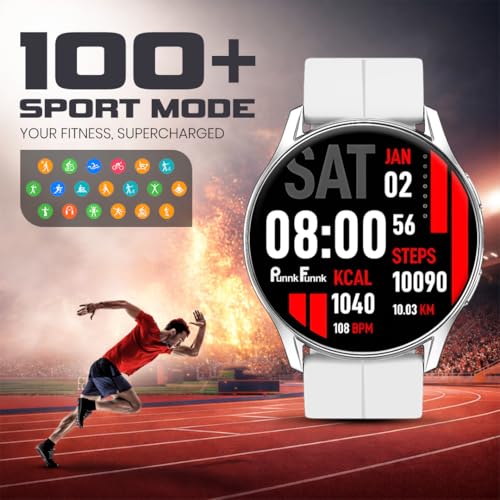 PunnkFunnk Evo Vista Smartwatch for Men & Women | 1.43" AMOLED Full-Touch Round Display | Bluetooth Calling, 120+ Sports Modes, Heart Rate & SPO₂, IP68 Waterproof Smart Watch- (Magnetic White)