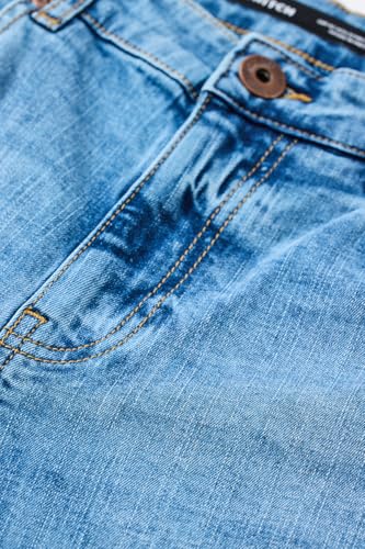 SNITCH Men Blue Casual Jeans | Comfort Fit Mid Rise Straight Leg | Durable Cotton Blend with Medium Stretch & Smooth Texture | Perfect for Everyday Wear