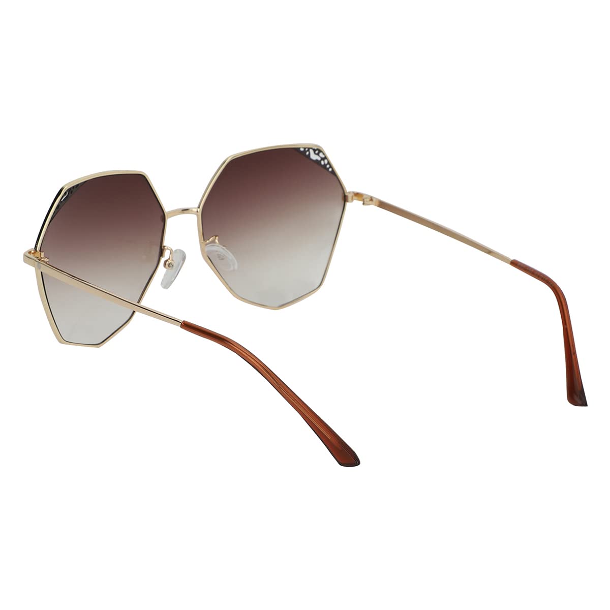 Carlton London Adults-Women Brown One Size Casual Winter Wear Metal Frame UV Protected Lens Square Sunglasses (Medium)