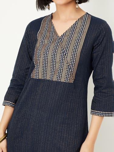 Max Women's Cotton Regular Kurta (PAPKFE24LE_Indigo