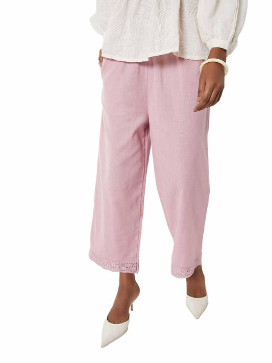 Max Women Lace Hem Palazzos (Purple_M)