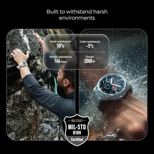 Noise Endeavour Pro Outdoor Rugged Military Smart Watch, Titanium Alloy Bezel, Dual-Band GPS, 164ft Water Resistance, 28 Days Battery on Standby, AI Companion, for iOS & Android (Driftstone Beige)