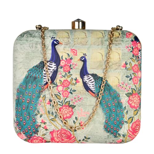 Artklim Peacock Printed Clutch