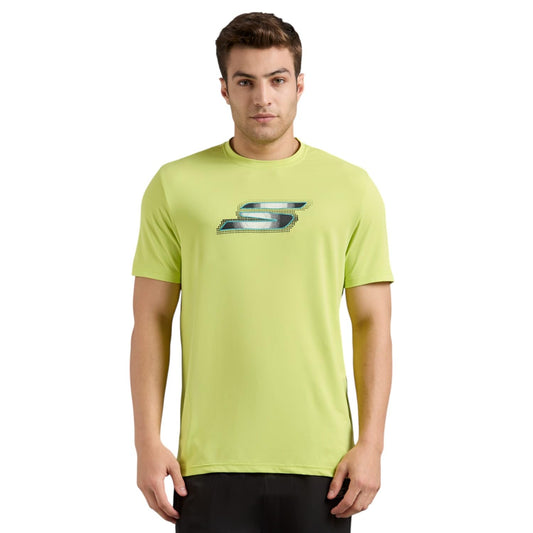 Skechers Men Newsprint Logo Green T-Shirts