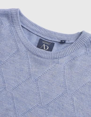 Arvind Geometric Patterned Regular Fit Sweater Blue
