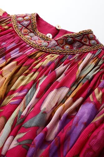 Ritu Kumar Band Collar Sleeveless Long Dress Fushcia