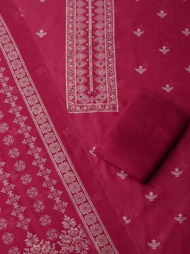 SALWAR STUDIO Chanderi Silk Embellished Unstitched Dress Material (3 Pc)