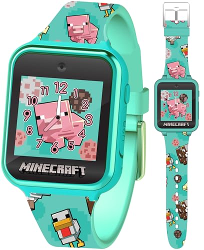 Minecraft Kids Smart Watch with Touchscreen Display, 10 Watch Faces, Games, Camera, Alarm, Timer, Step Counter & Calculator – Fun Interactive Learning Watch for Boys & Girls, Fits Wrist Sizes 5.5"-8",