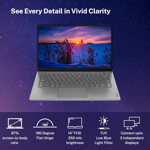 Lenovo V14 Intel Core i3 13th Gen 14" FHD (1920x1080) Antiglare 250 Nits Thin and Light Laptop (8GB RAM/512GB SSD/Windows 11 Home/Office Home 2024/Iron Grey/1.43 kg), 83A0A0PBIN