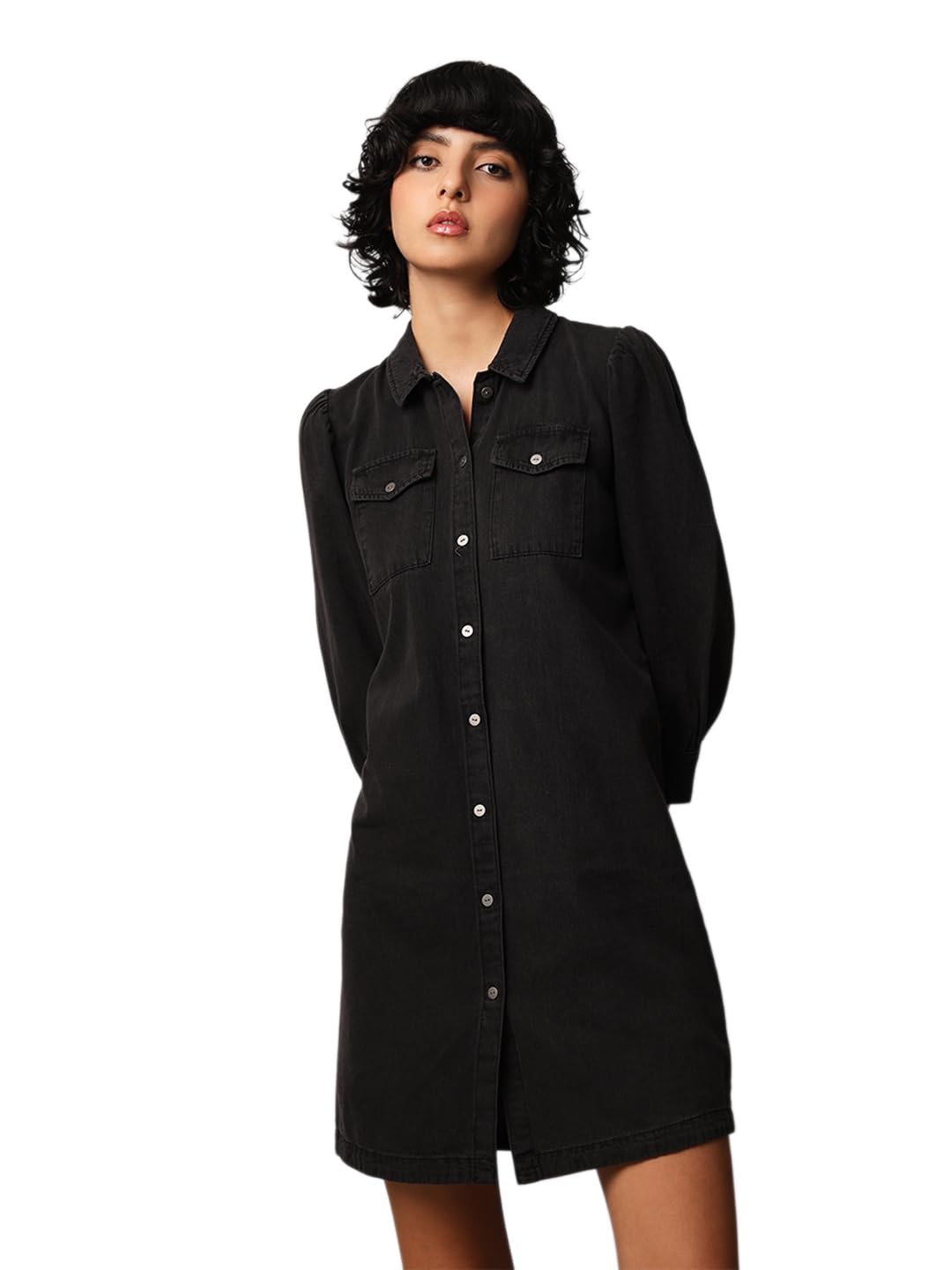 ONLY Women Black Shirt Mini Dress