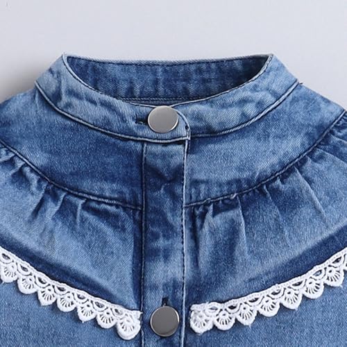 Hopscotch Girls Full Sleeves Blue Lace Trim Denim Jacket For Ages(5-6 Years)