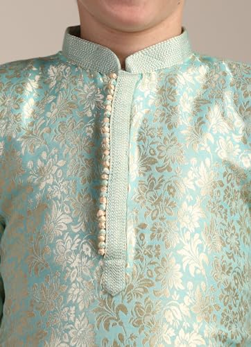 Manyavar Boys Green Brocade Kurta Pyjama Set(2-3 years)