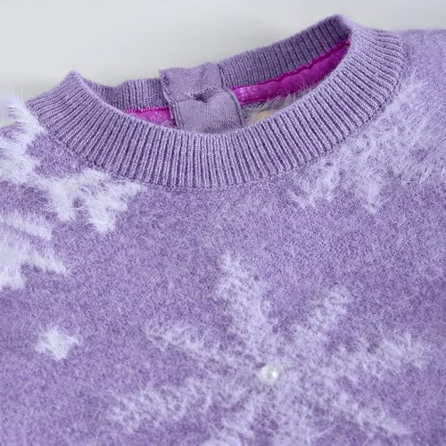 Hopscotch Girls Purple Full Sleeves Textured Fabric Snowflake Sweater for Age (6-7 Years)