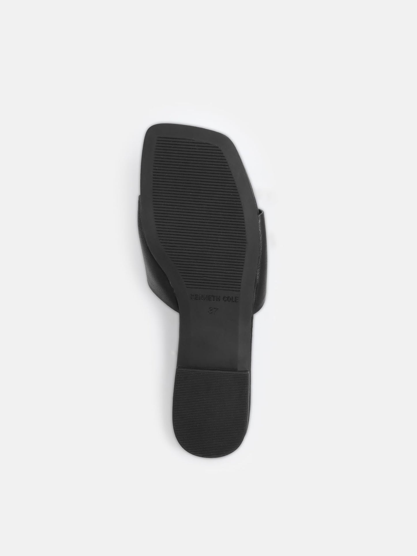 KENNETH COLE Women's Flat Slide Sandal | Synthetic | Square Toe, Rhinestone Buckle