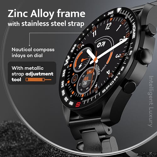 GOBOULT Mirage Smart Watch 1.39''HD Screen, Bluetooth Calling, IP67, Zinc Alloy Frame, 500 Nits Brightness, AI Voice Assistant, SpO2 Monitoring, 120+ Sports Mode (Coal Black)