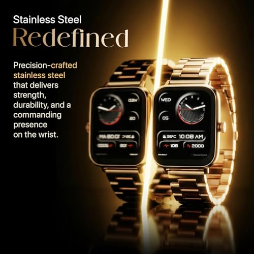 Fire-Boltt Ninja Blaze Smart Watch, Stainless Steel Strap & Steel Body, 1.83” Display Bluetooth Calling Built-in Mic & Speaker, 120+ Sports Modes, Smartwatch for Man and Woman Rose Quartz