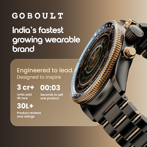 GOBOULT Saber Smart Watch 1.43'' AMOLED Display, Functional Rotating Bezel, AOD, BT Calling, 200+Watchfaces, 700 Nits Brightness, AI Voice Assistant, SpO2 Monitoring, 120+ Sports Mode (Metal Black)